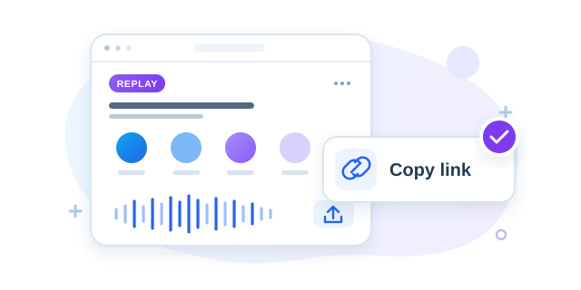 A recorded Space card with the Share menu open and Copy link selected